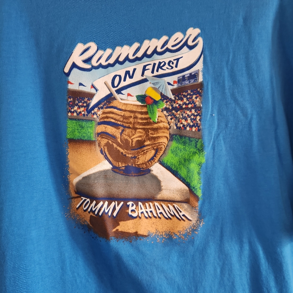 Tommy Bahama Mens Rummer On First Short-Sleeve T-Shirt Blue Canal Size XXL Tiki